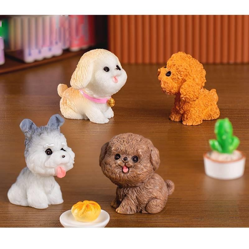 Cute Resin Dog Figurine Collection Miniature Office Desk Decor Blind Box Set