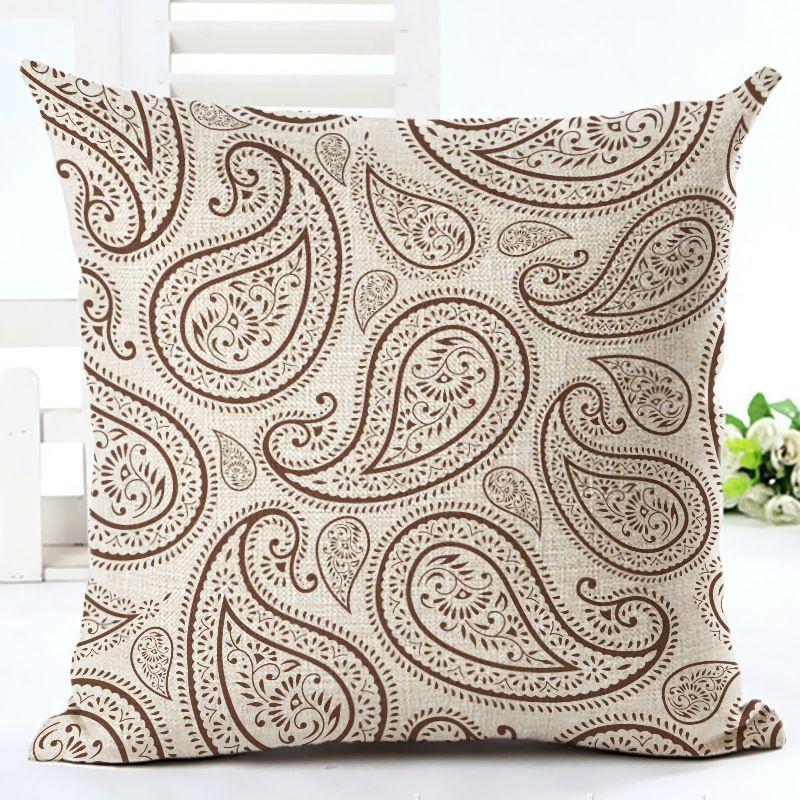 

Exquisite Paisley Printed Ethnic Cushion Covers For Vintage Bohemian Sofa Decor E