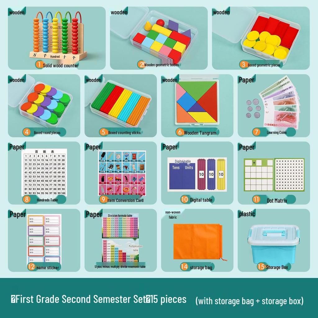 Elementary Math Manipulatives Set: First & Second Grade Abacus Learning Kit