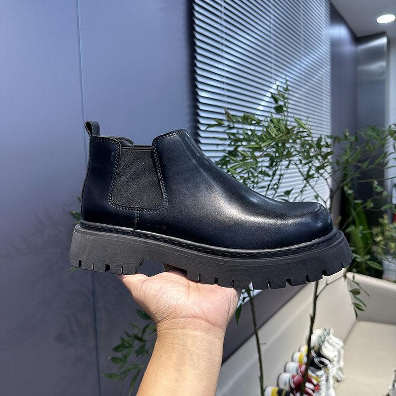 Martin boots autumn and winter breathable leather big head shoes low-top casual short boots trendy shoes ms