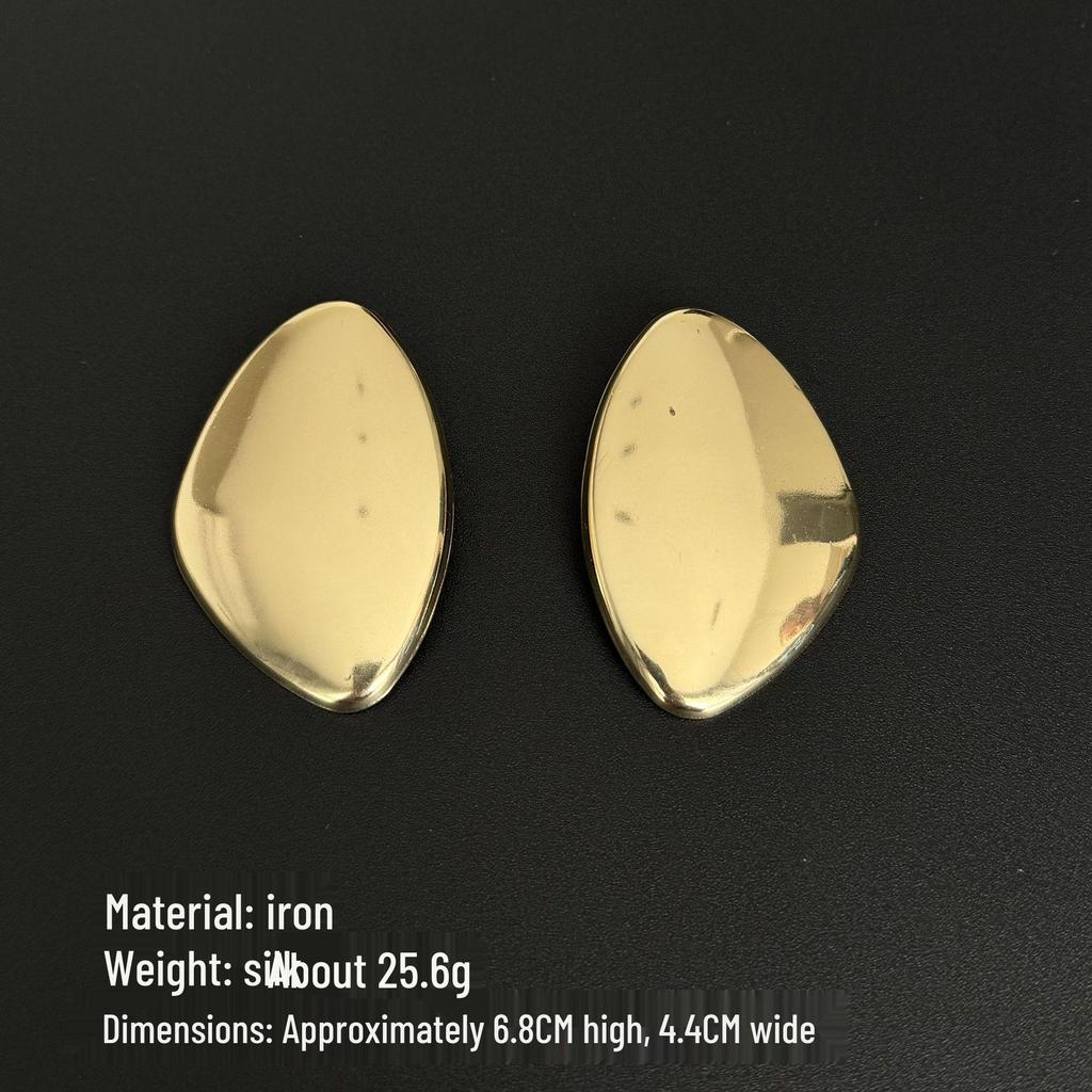 European & American Punk Oval Geometric Metal Style Earrings - Exaggerated Temperament with Smooth Surface for Women