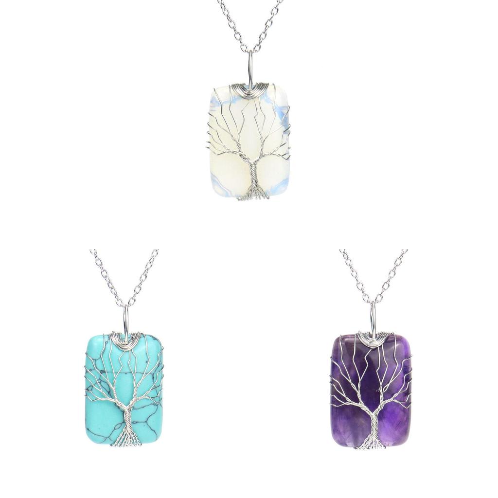 Artificial Water Crystal Pendant Necklace With Handwoven Craft Natural Waterite For Women