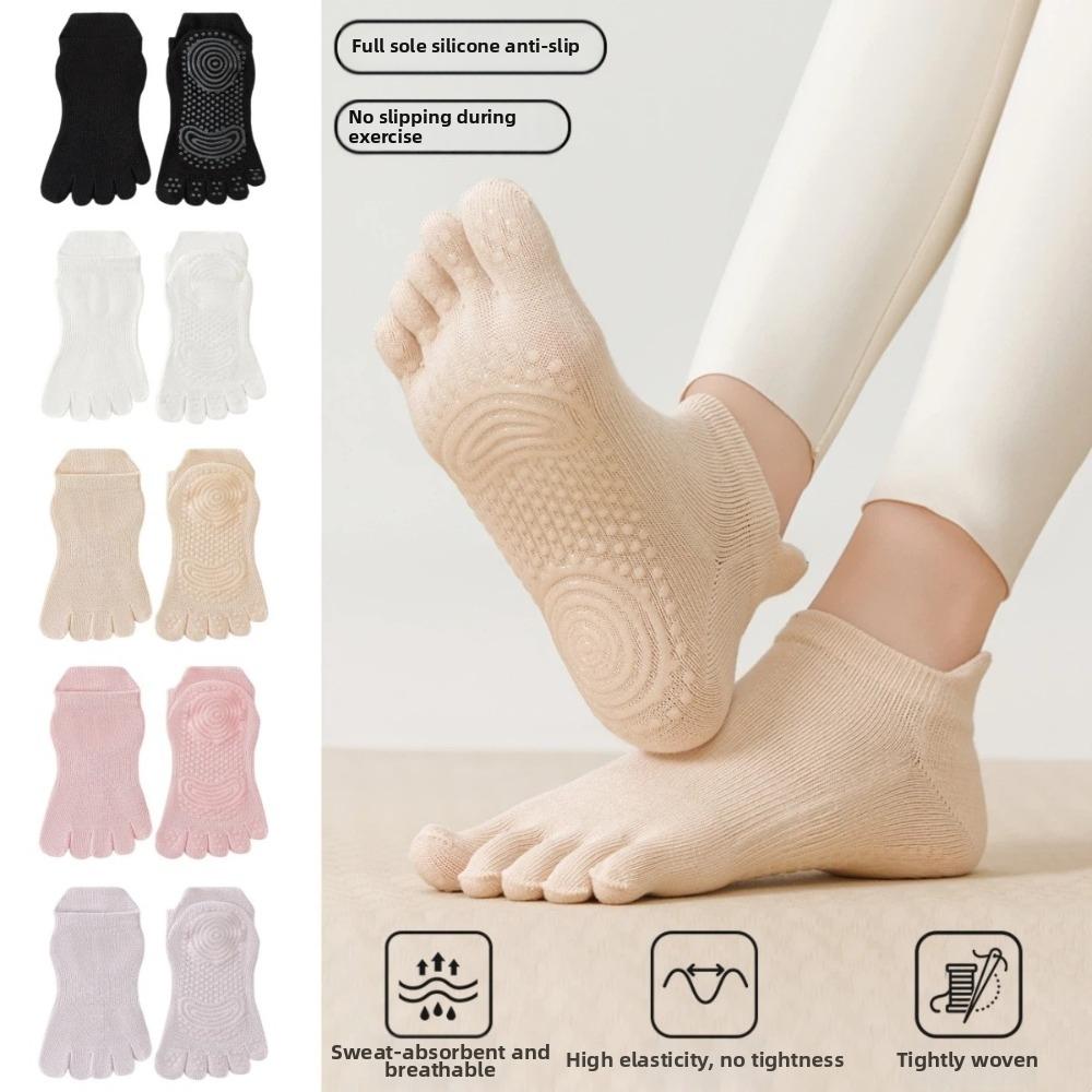 Baumwolle Damen Sports Yoga Socken Anti-Rutsch Boden Zehensocken Fünf-Zehen-Socken Ballett