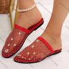 Fashion Women Slippers 2025 Women Summer New Round Head Slippers Water Diamond Flat Home Anti-skid Sandals Slides Women Zapatos De Mujer