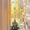 1pc Christmas Tree Topper 3D Snowflake Christmas Tree Star Topper Metal Ornaments Display For Indoor Outdoor Living Room Decor