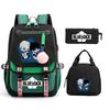 Blue Prison Student School Bag Children'S Meal Bag Casual Pencil Bag Three-Piece Set