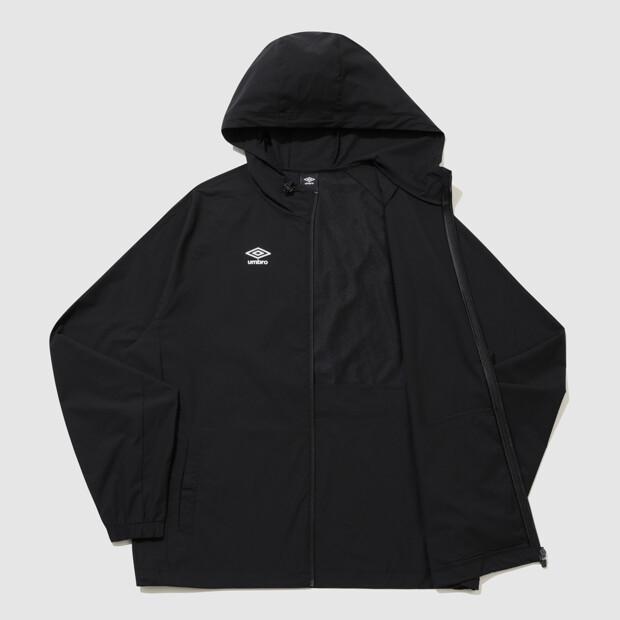 Umbro All-Round Lightweight Stretch Hooded Windbreaker Jacket Black Ur124Sjk31