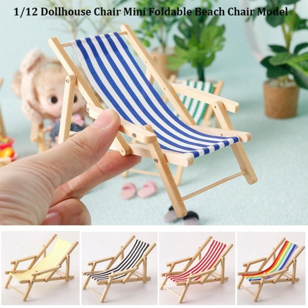 Mini 1/12 Dollhouse Chair Multicolors Summer Vacation Beach Chair  For OB11 Doll