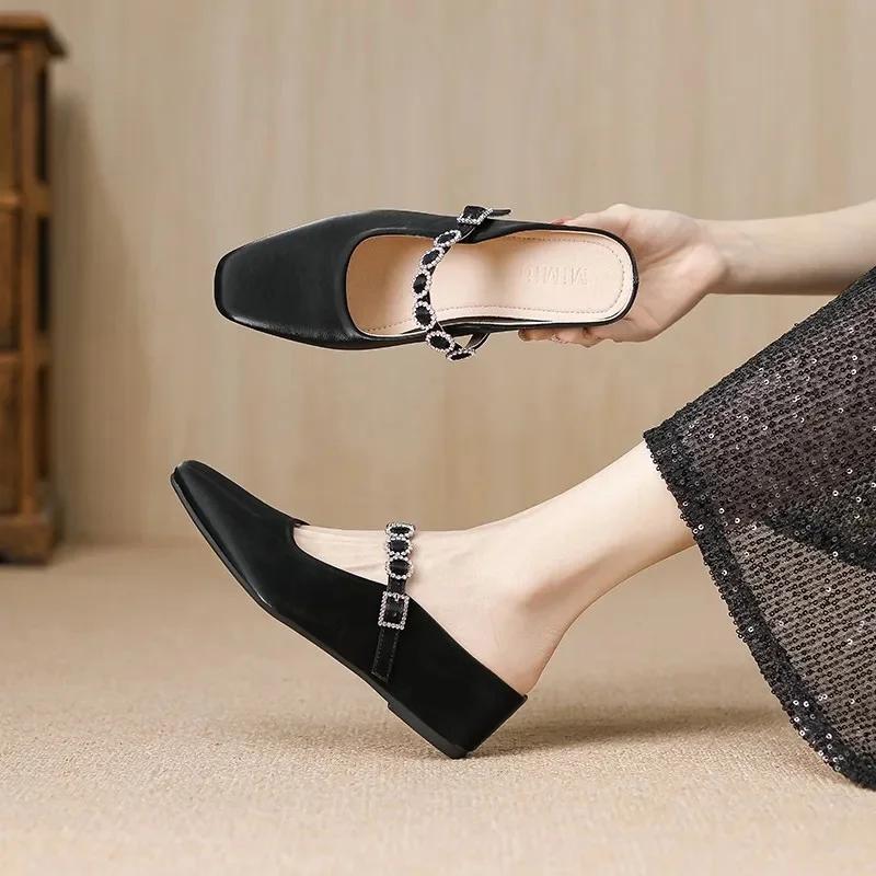 Silver Toe Cover Women's Sandals Half Slippers Summer Outdoor Wear 2026 New Style High-End Sensation Increased Height Indoor