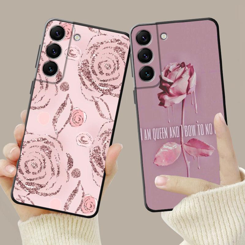 Phone Case For Samsung Galaxy S23 S22 S21 S20 Fe Ultra S10 S9 S8 Plus Note 20ultra 10plus Cover Rose Gold Pink Queen Princess