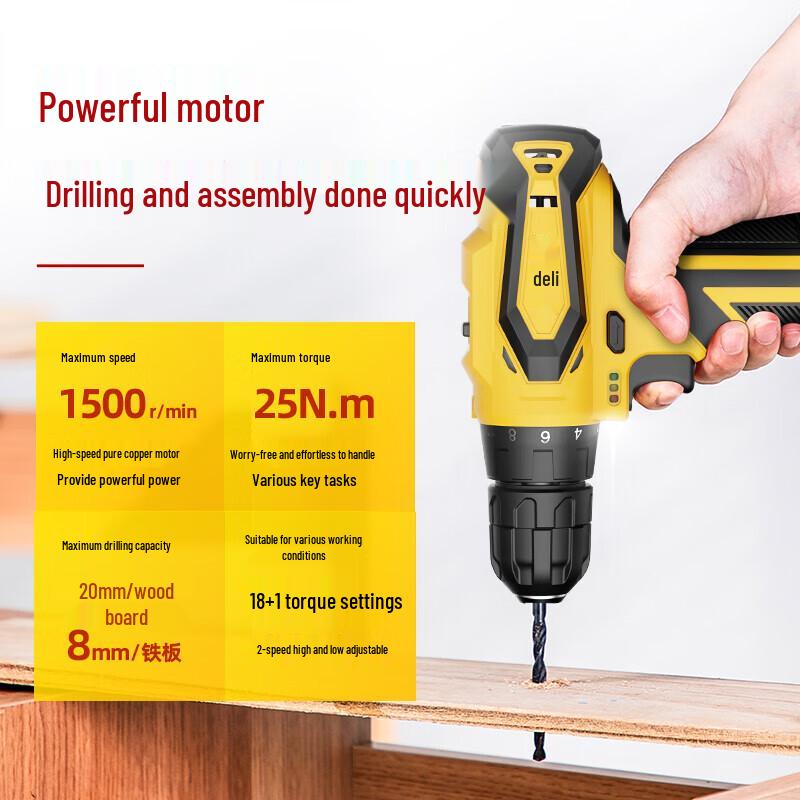 Deli 12V Cordless Drill & Screwdriver CN plug (adapter included)