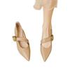 French retro Mary Jane shoes women's flat 2025 spring new one-word with pointed single shoes soft sole evening women's shoes