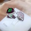 Vintage Green Droplet Stone Emerald S Stamp Open Rings for Women Silver  Party Engagement Bijoux Fashion Accessories
