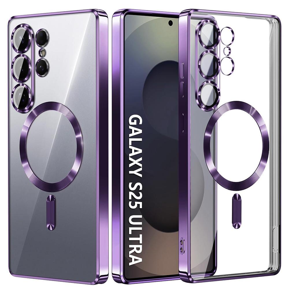 Magnetische Für Magsafe Silikonhülle Für Samsung S25 Edge S24 S23 S21 FE S22 Ultra Plus Luxus Glitzer Beschichtung Klar Weiche Hülle