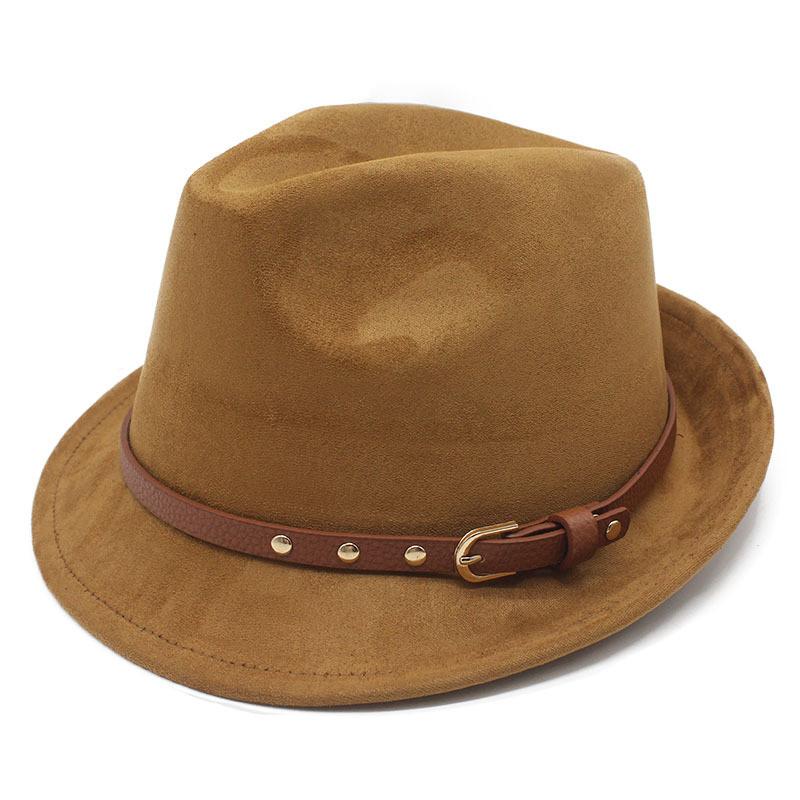 Vintage Suede Felt Hat With Knot And Embroidery For Men Women