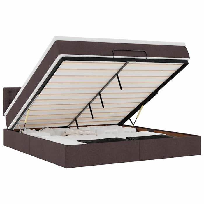 VidaXL Ottoman Bed and Mattress and LED Dark Brown 180x200cm Fabric Upholstered Bed 3312495