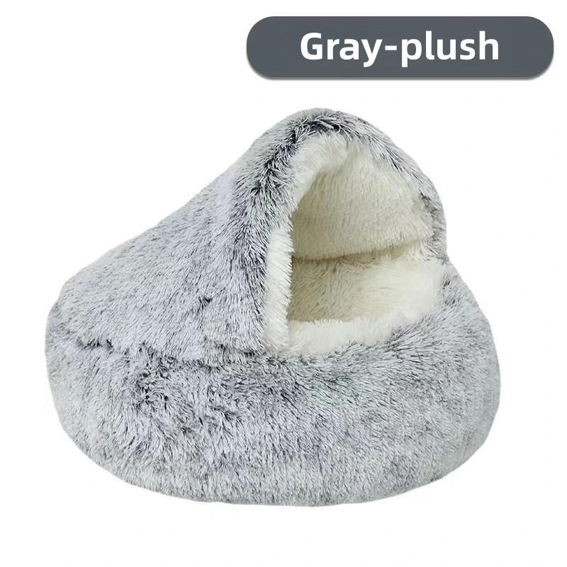 Otoño Invierno Cama Suave de Felpa para Mascotas y Cama para Mascotas Invierno Cálido y Frío Felpa/Forro Polar Corto Edredón Nido Concha Nido para Gatos Semicerrado Nido para Gatos