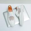 Gentleman Summer New Men's Black White Perforated Leather Oxford Brogues Shoes Designer Formal Wedding Dress Homecoming Footwear