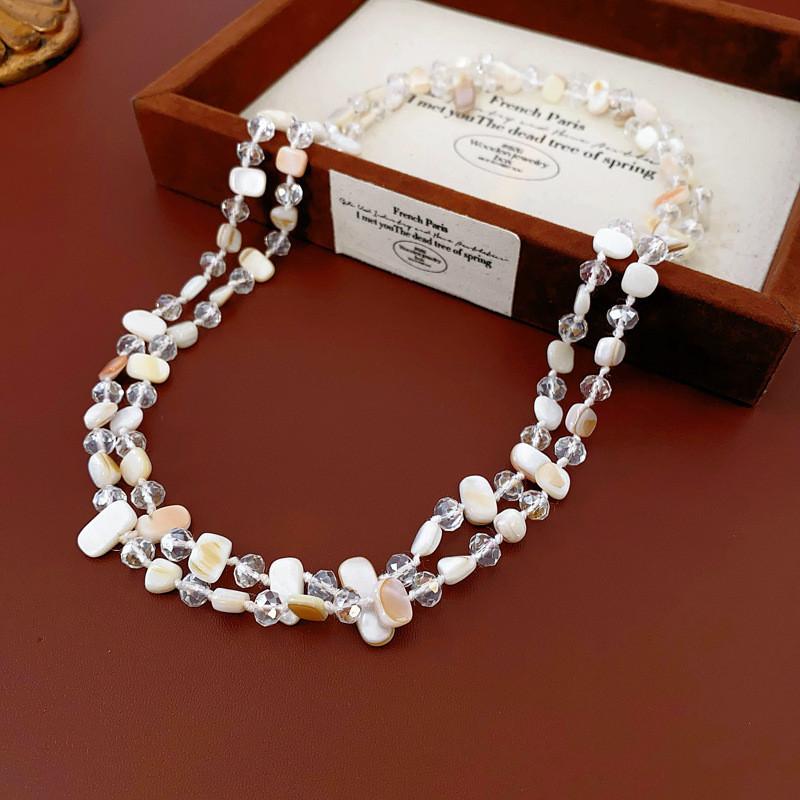 120CM Long Shell Beads Crystal Necklace Women Handmade Woven Long Sweater Chain Clothing Accessories Neck Chain Boho Jewelry