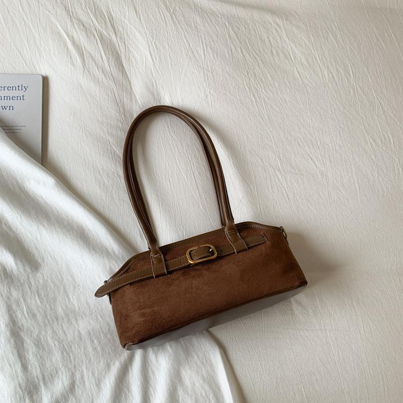 Korean version of retro niche suede underarm bag women's 2025 autumn foreign style casual work commuting shoulder handbag