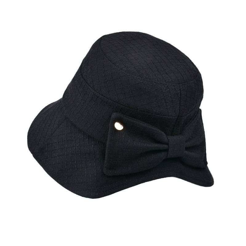 

8559 Easiest for Match K-style Bow Fisherman Hat Artsy New Arrival Fashion Women s Hat Show Face Small Bucket Bucket Hat Black
