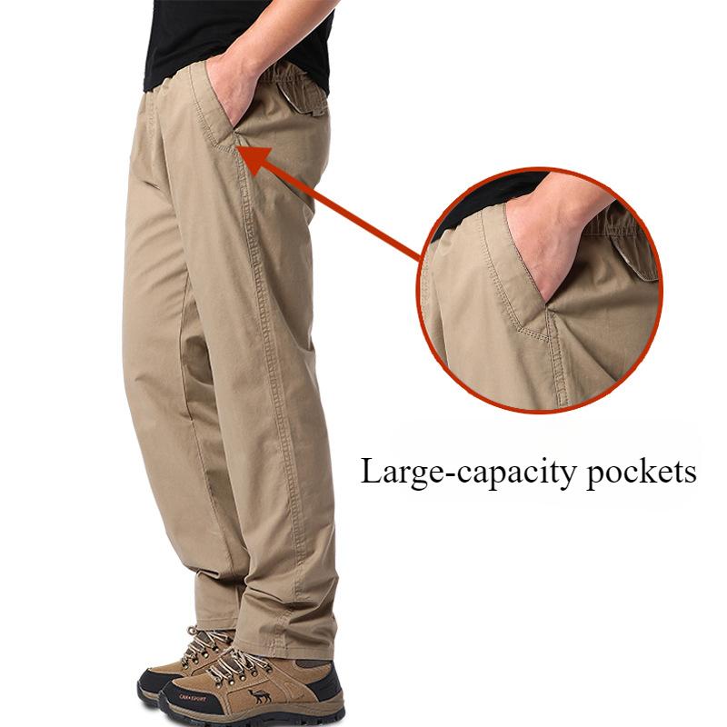 Casual Pants Men's Spring Autumn Cotton Cargo Trousers Large Sports Pants Loose Straight Man Elastic Waist Work Pants