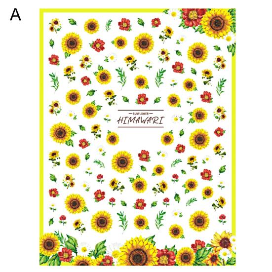 Samolepka na nehty Sunflower Shape 3D Effect Ultra Thin Blossom Floral Nail Art Water Obtisky pro ženy