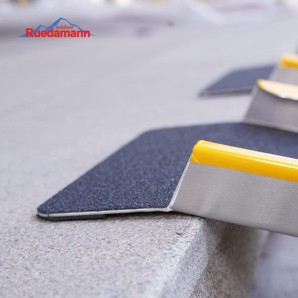 Ruedamann Rower 120cm 300kg Waga Lekka Aluminiowa Rampa z Poręczami na Trawnik i Farmę do i Załadunku Lekkich Ciężarówek Rampa, Długa, Pojemność, Szeroka,