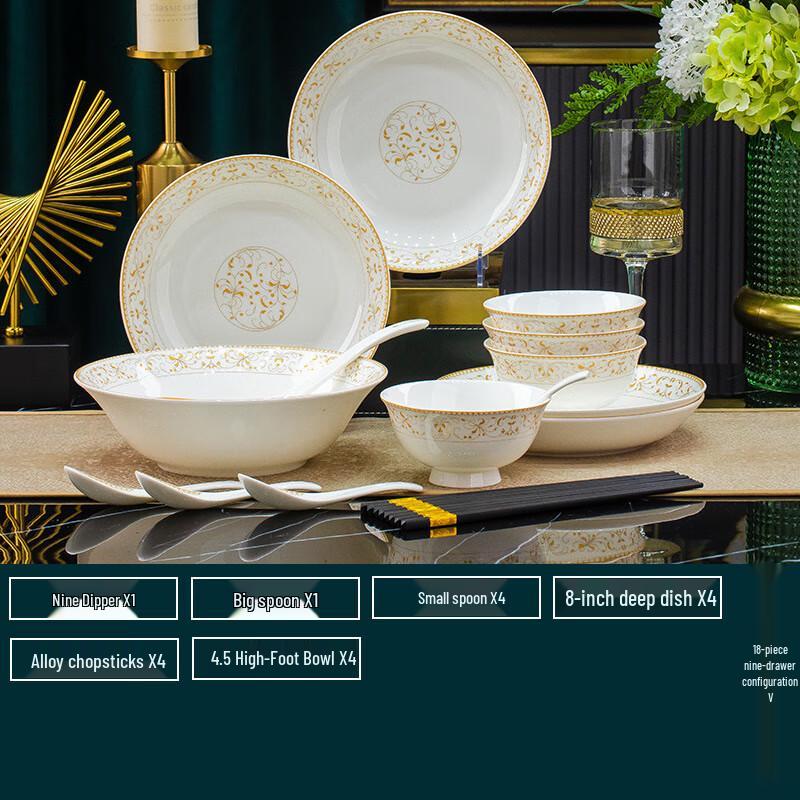 Huazao Baijia ZZ Ретро Китайский Керамический Набор Столовой Посуды 18-piece Practical Set