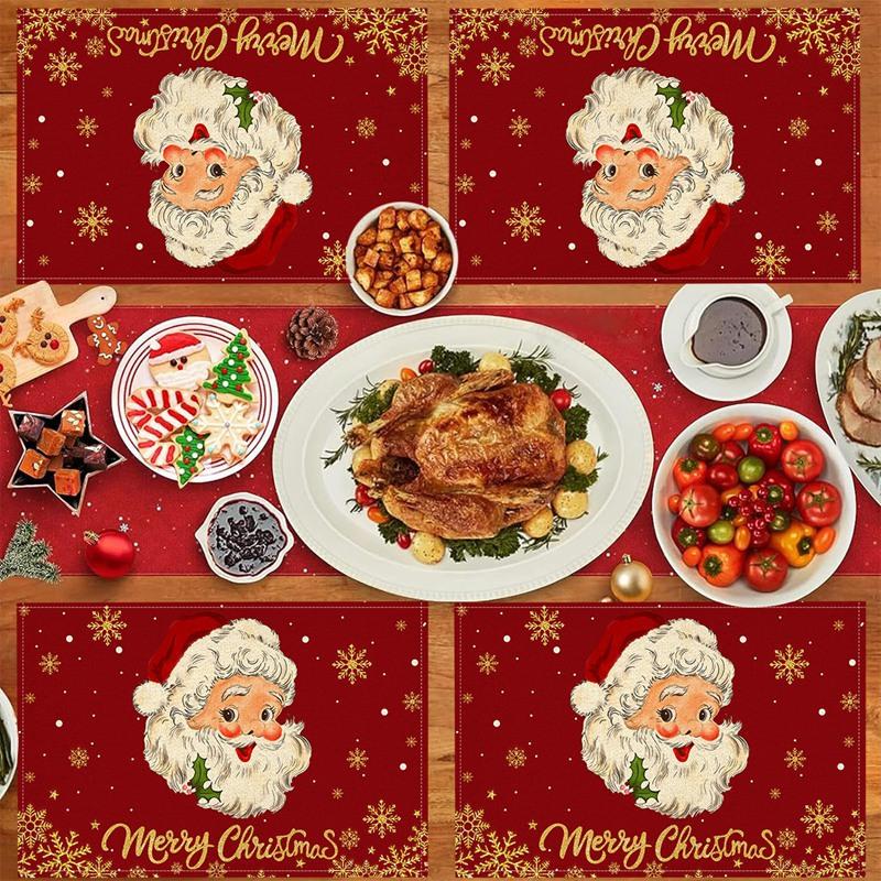 Linen Christmas Santa Claus Placemats Kitchen Dinging Table Decor Christmas Decorations for Home 2026 Navidad New Year Table Mat