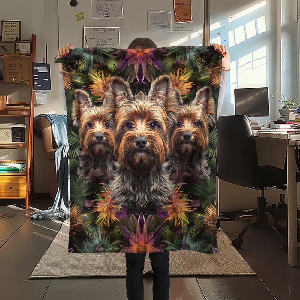 1 Stück Yorkshire Chihuahua Druck Flanelldecke, Hohe Qualität, Bequem für alle Jahreszeiten, Heimdekoration, Wärme und Komfort, Perfekt für Weihnachtsgeschenke