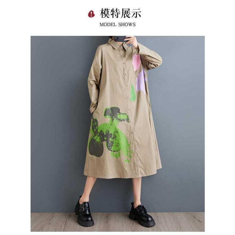 Plus Size Printed Splicing Casual Simple Sweetheart Long Sleeve Dresses