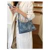 Women Vintage Large Capacity Soft PU Shoulder Bag with Belt Detail for Daily Commute