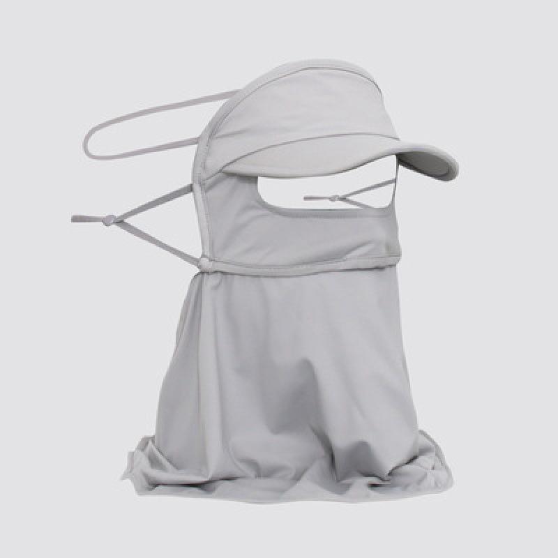 Ice Silk Sunscreen Hats Mask Women Men Summer Breathable Outdoor Sports Hat-Brim Thin Traceless Facemask Uv Protection Caps