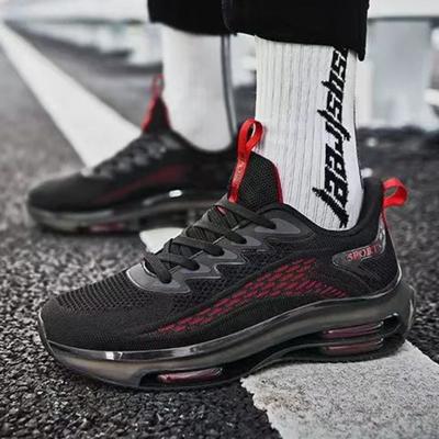 Fashion Black Red Men Sneakers Running Boots Outdoor Jogging Sports Shoes Mesh Breathable Cushioning Basket Footwear Male Big Size 45