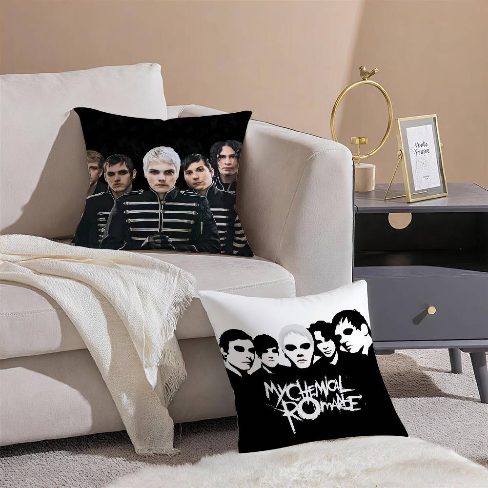 My C-Chemical Romance Pillow Case Anti-dustmite Pillowcase Invisible zipper silky short plush Sofa cushion cover
