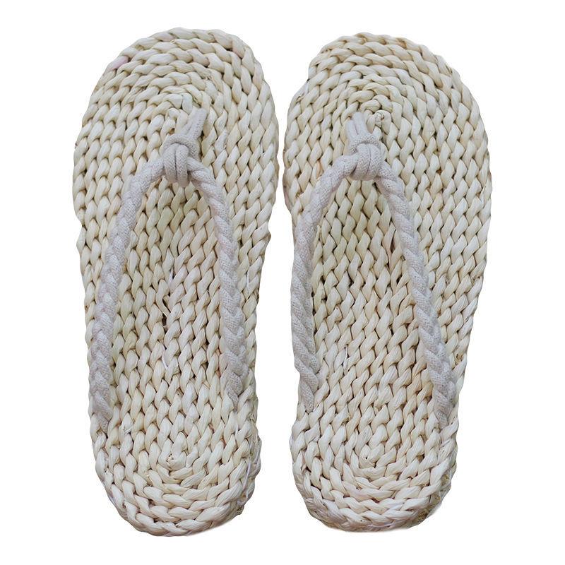 Vintage Straw Woven Shoes for Men Women Light, Breathable, Pure Hand Woven Flip-Flops Men Size 35-44 Slides Casual Beach Shoes