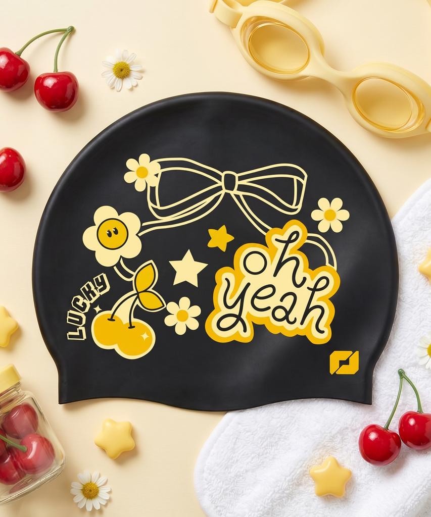 Tieseunain Sugar Pop Silicone Swim Cap Black