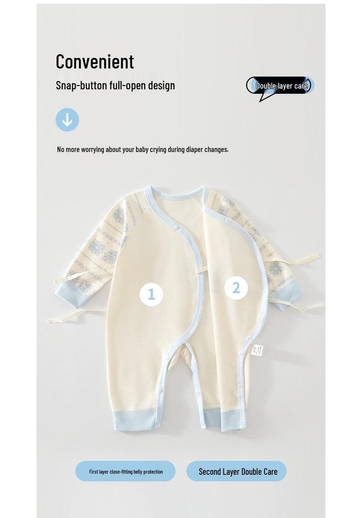 Circus Butterfly Pure Cotton Baby Romper with Belly Protection for Spring and Autumn