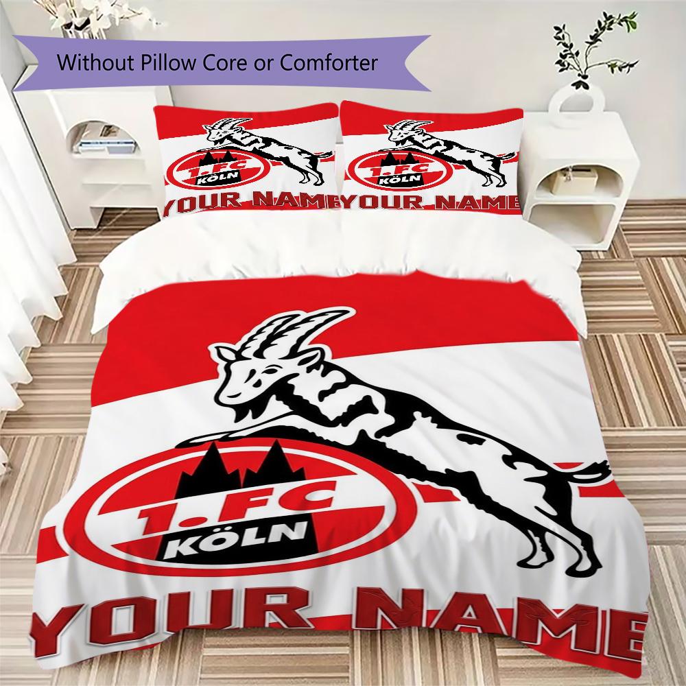Custom Name FC KÖLN Bedding,Quilt Set Quilt Cover Pillowcase Home Birthday Gift(1 * Duvet Cover + 2 * Pillowcase, Without Core)_xia