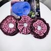 High-End Korean Plaid Pink Coffee Oversized Scrunchie - Elegant Fairy Headwear for Women