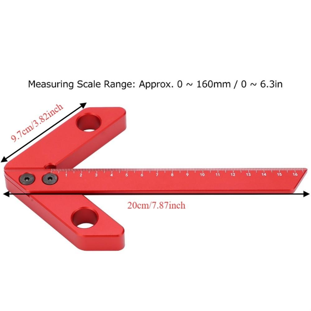 Precise 45/90 Degree Center Measuring Tool Aluminum Alloy 45 90° Line Gauge Center Finder Red 165mm 45/90° Square Carpenter