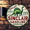 Sinclair Dino Gasoline Metal Sign Classic Oil and Automotive Themed Rustic Wall Decor Antique Collector's Vintage Aluminum