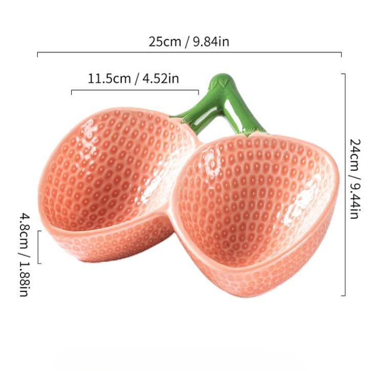Japanese style ceramic tableware, sashimi plate, salad plate, two grid ceramic strawberry plate dinner set plates and dishes