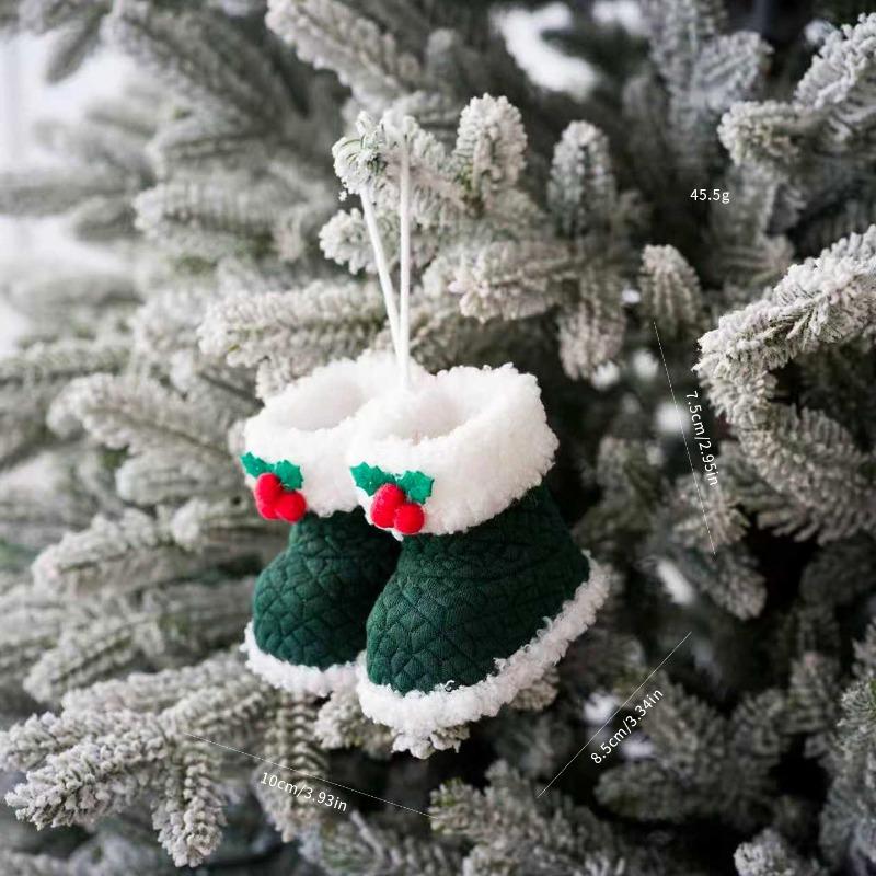 Red Fabric Small Boots Pendant Christmas Ornament Christmas Eve Gift Christmas Tree Car Pendant Decoration