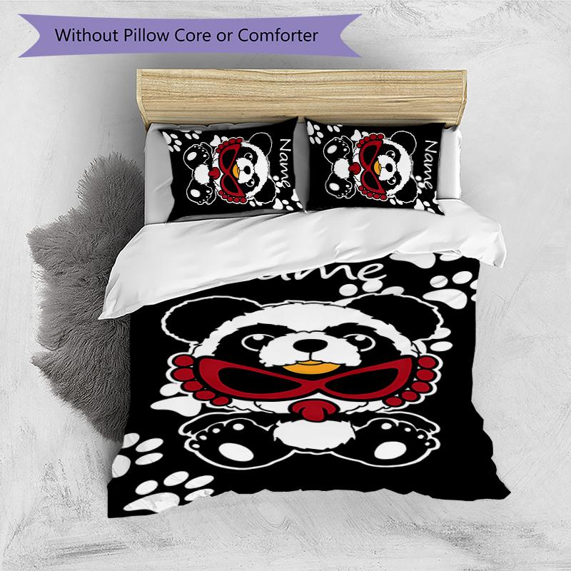 3pcs Custom Name Cartoon Hysterical Mini Bedding Set Duvet Cover Closure Includes 1 Duvet Cover & 2 Pillowcases for All Seasons Bedroom Decor