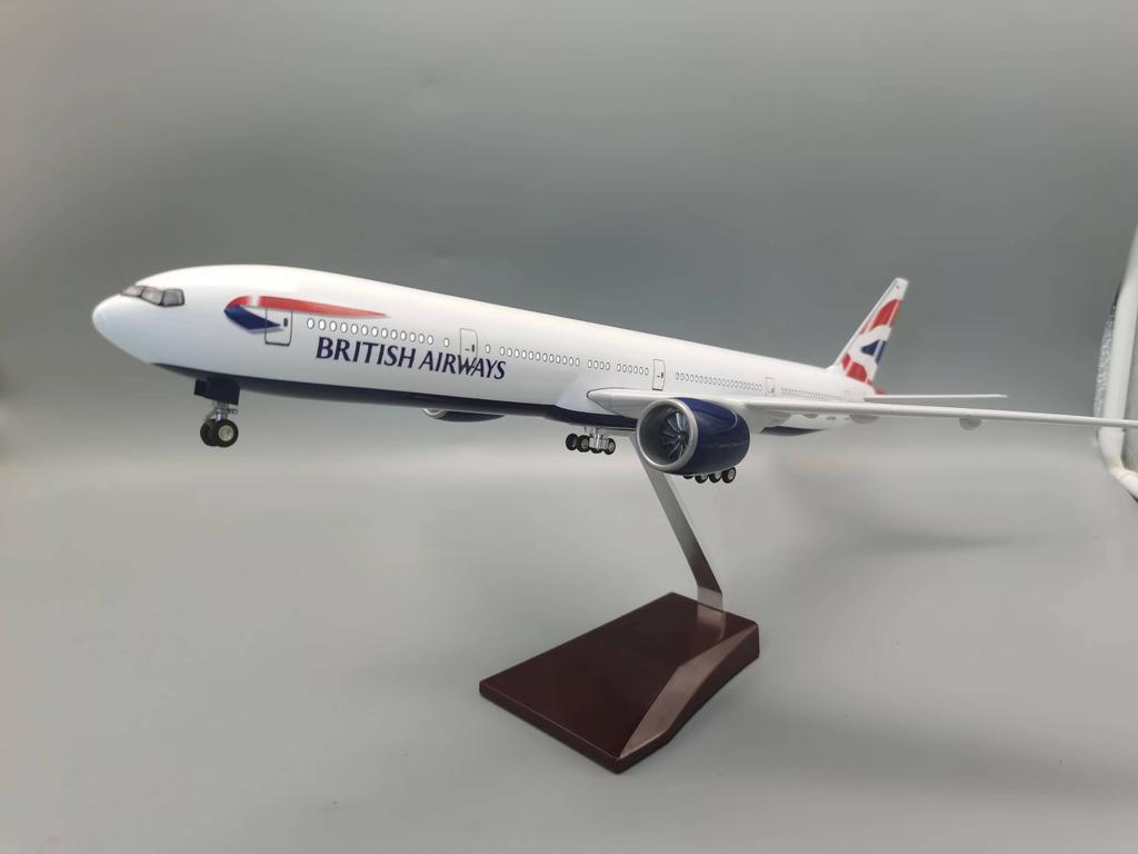 47CM 1/157 Scale B777 BRITISH Airways Airlines777 Model Plane With Lights& Wheels Base Diecast Resin Airplane Home Display Colle