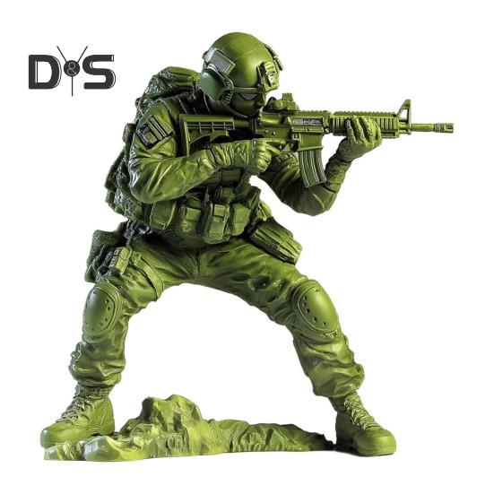 Elite Kampfsoldat Figur Grün Militärmänner Statue Sammlerstück Mini Soldatenstatue für Desktop-Dekor Militärbegeisterte Geschenk