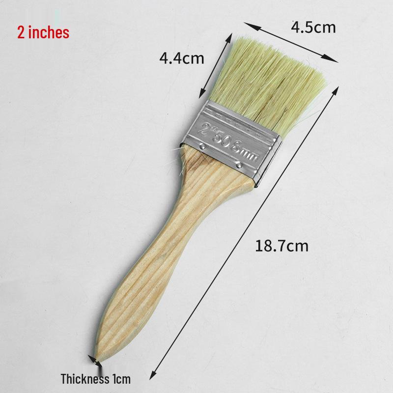 Thickened Bristle Wooden Handle Paint & BBQ Brush - Sizes 1" to 8