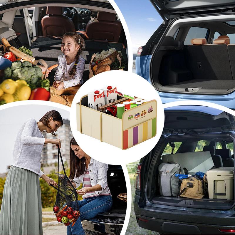 Trunk Organizer For Car Cartoon Folding Grocery Organizer For Car Auto Backseat Holder For Truck Women Men Van Grocery Travel